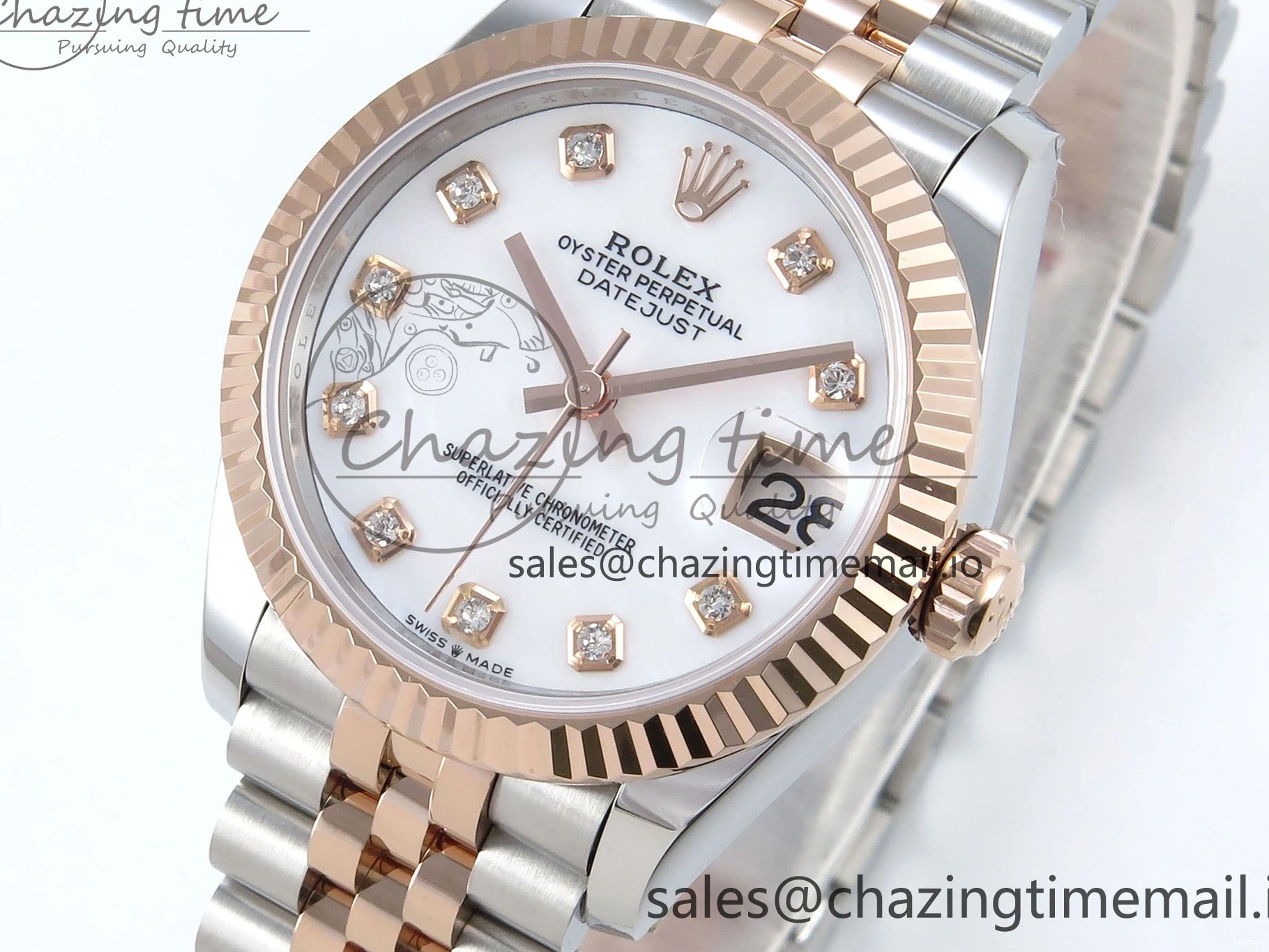 MiroTime 0103 QuickDry DateJust 31 278271 ARF 1:1 Best Edition 904L Steel White MOP Diamonds Dial on SS RG Jubilee Bracelet ETA 517